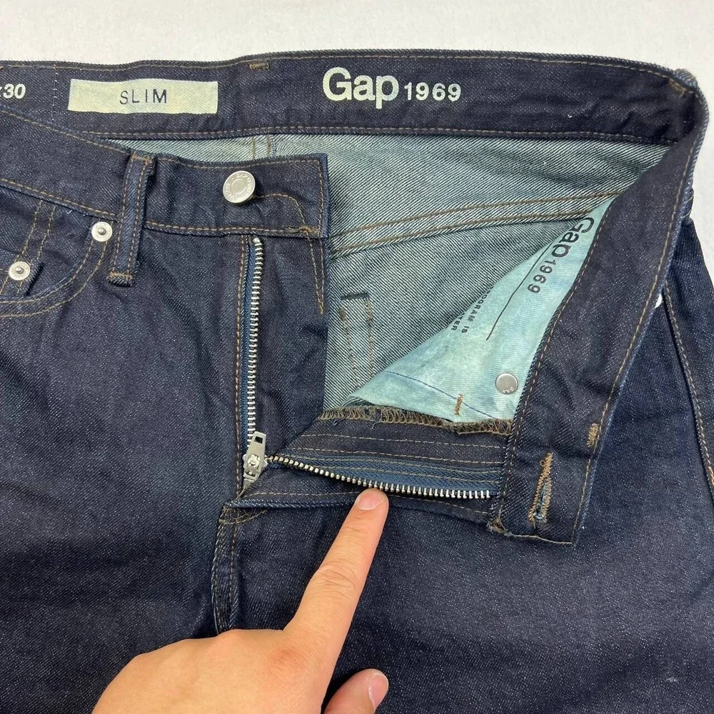 Gap 1969 Jeans Men 28 x30 Black Denim‎ Pants Slim Fit